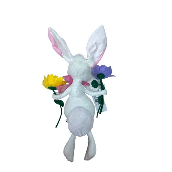 2016 ANNALEE 14" White & Pink Spring Easter Bunny Rabbit Puff Tail w Flowers New - Picture 8 of 10